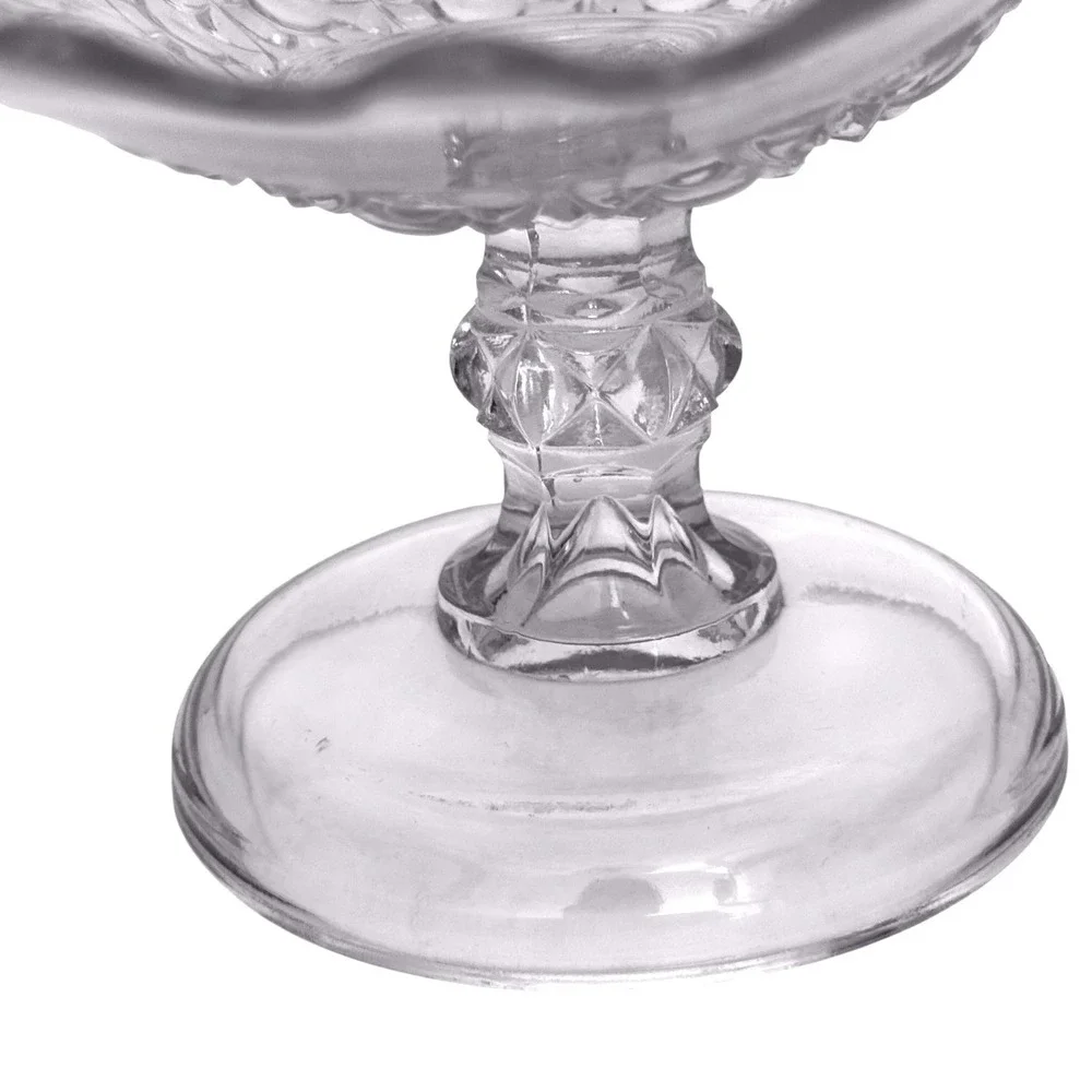 Higbee Charm Rosette & Palms Fruit Banana Stand Pedestal Dish Clear Glass EAPGS